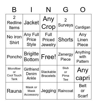 Date:______________ Bingo Card