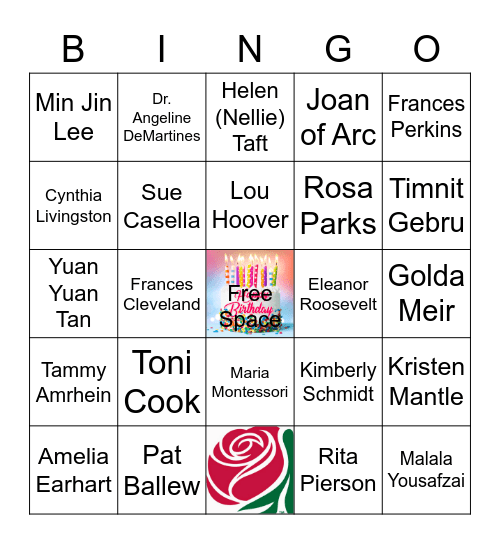 Celebrating Inspiring Women Bingo Card