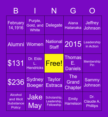 PSP Bingo! Bingo Card