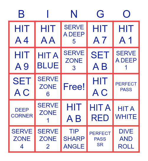 Volleyball bingo Card