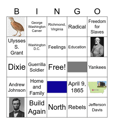Civil War Bingo Card