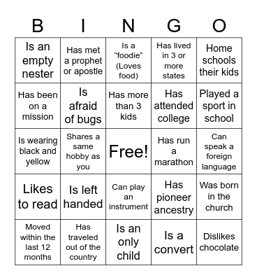 🐝 BEE-NGO!  Find a sister who... Bingo Card
