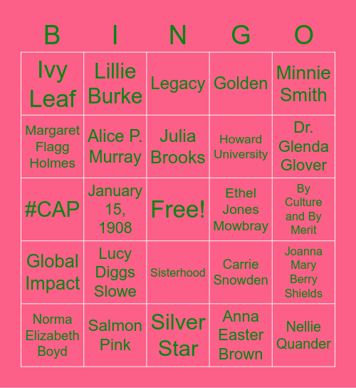 Silver Star - AKA Bingo Card