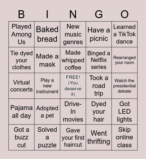 QUINGO Bingo Card