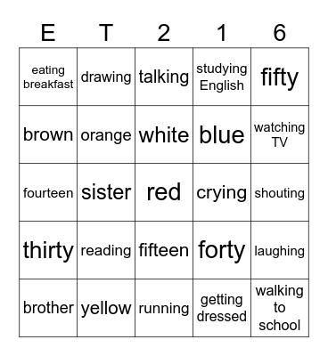 ET 2 unit 1-6 Bingo Card