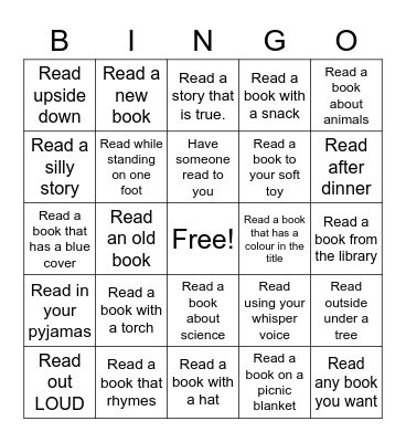 Reading Bingo Card