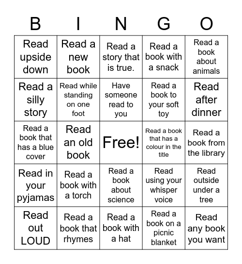 Reading Bingo Card