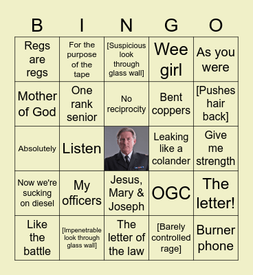 Hastings Line of Duty Bingo Card