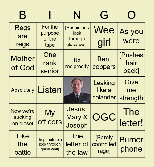 Hastings Line of Duty Bingo Card