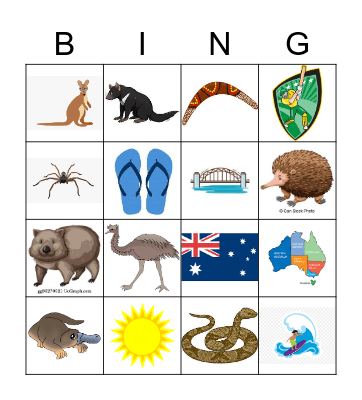 Australian Bingo Card