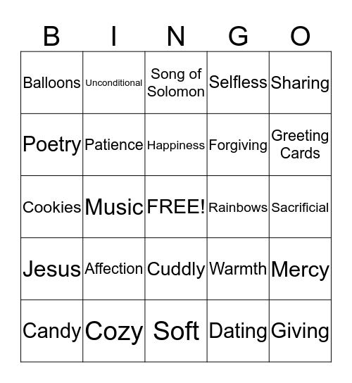 A Day to Celebrate Love & Friendship Bingo Card