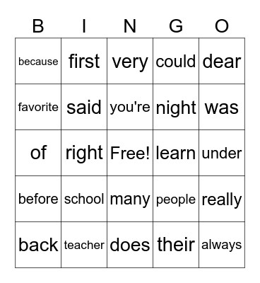 Untitled Bingo Card