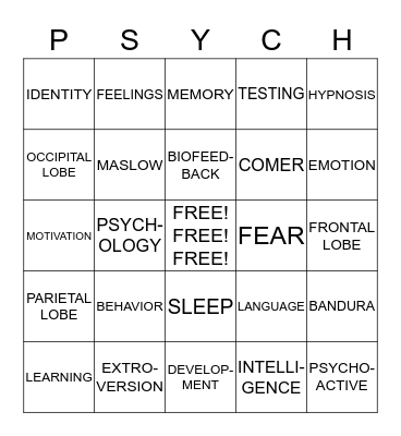 PSYCH-O Bingo Card