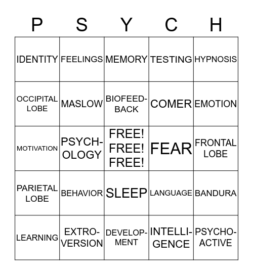 PSYCH-O Bingo Card