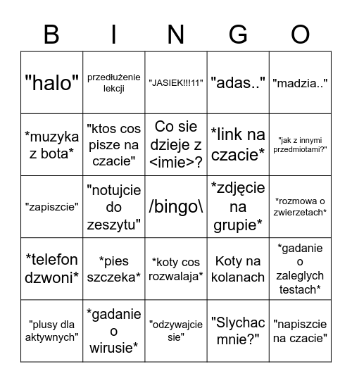 Bingo z Jabłońską Bingo Card
