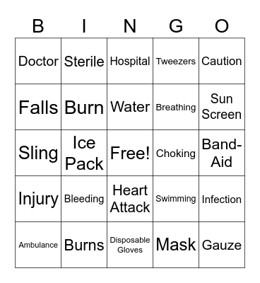 Safety Skills Bingo Card