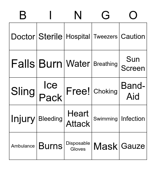 Safety Skills Bingo Card