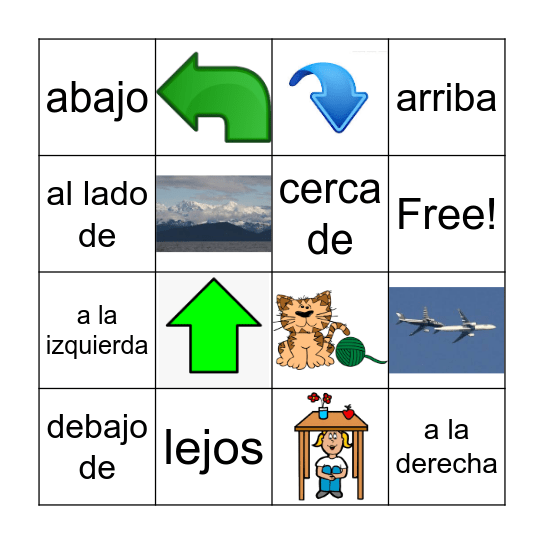 G2 U2 prepositions Bingo Card