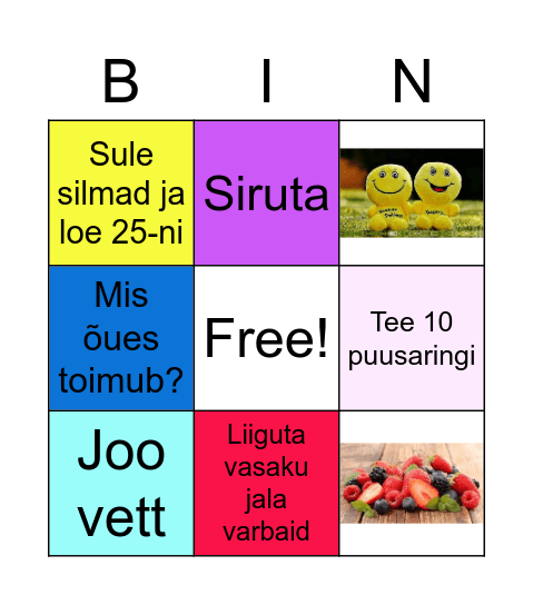 Made tegevused Bingo Card