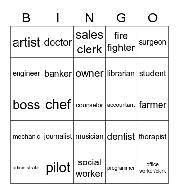 Las Carreras: just jobs Bingo Card