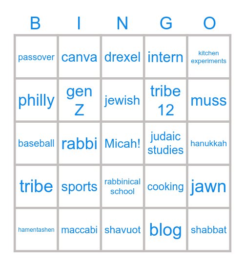 MICAH BINGO Card