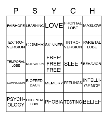 PSYCH-O Bingo Card