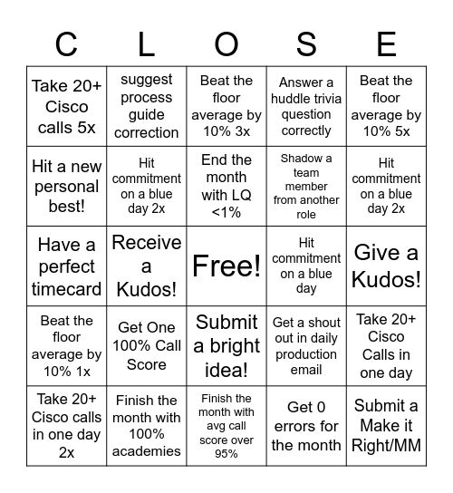 March 2021 Bingo Card