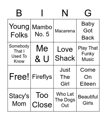 One Hit Wonders Bingo Card