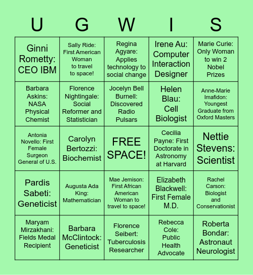 UWS GAME NIGHT Bingo Card