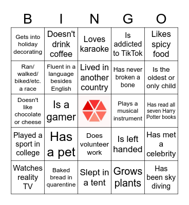 Team Icebreaker Bingo Card