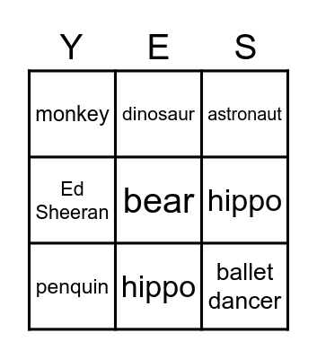 Let's dress up Bingo Card