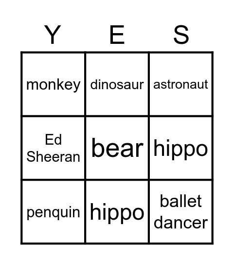 Let's dress up Bingo Card