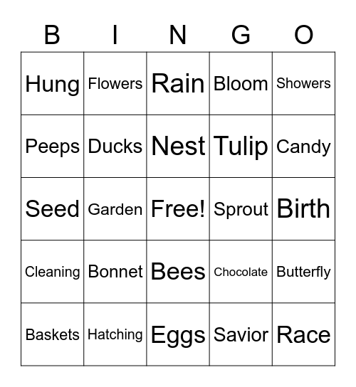 Easter Bingo Card