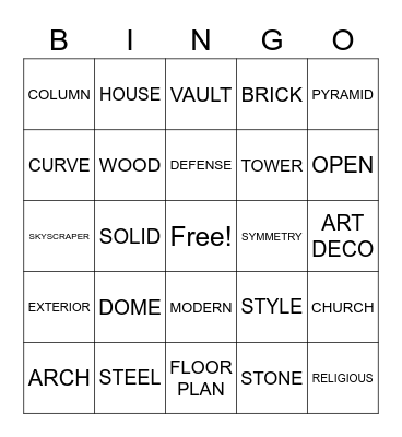 Architecture Bingo Card