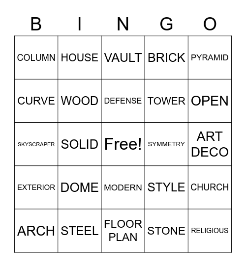 Architecture Bingo Card