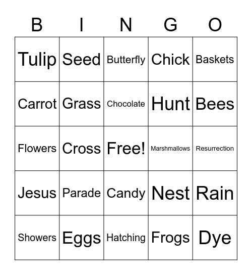 Easter Bingo Card