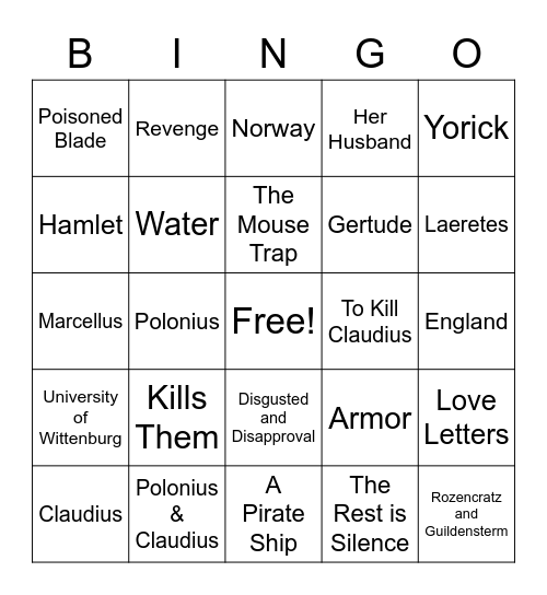 HAMLET Bingo Card