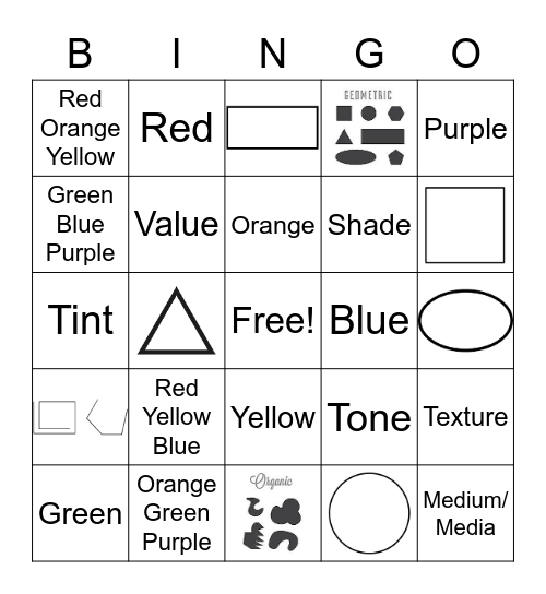 Art Class Bingo Card