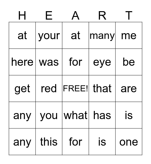 Valentine's Day Bingo Card