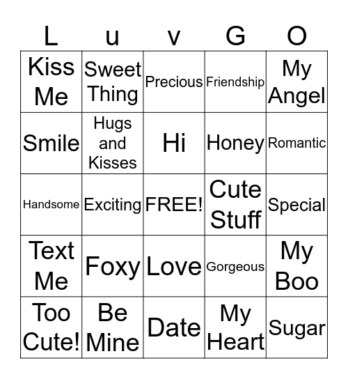 Luvgo Bingo Card