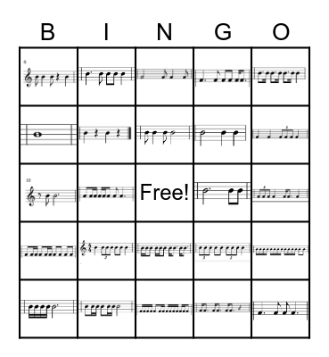 Rhythm Bingo #2 Bingo Card