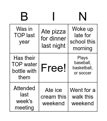 TOP BINGO Card