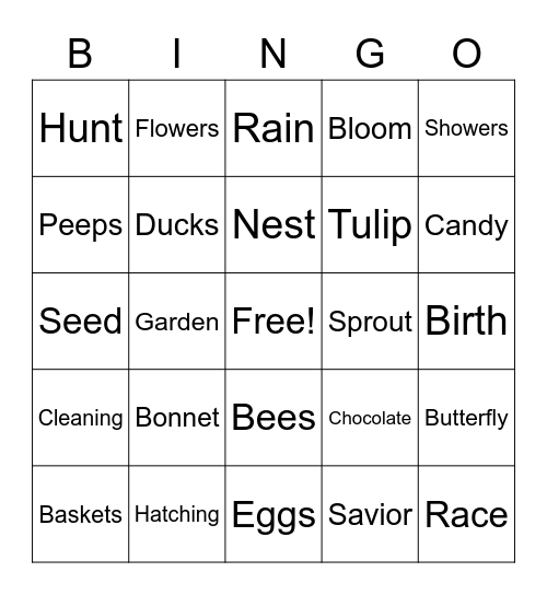 Easter Bingo Card