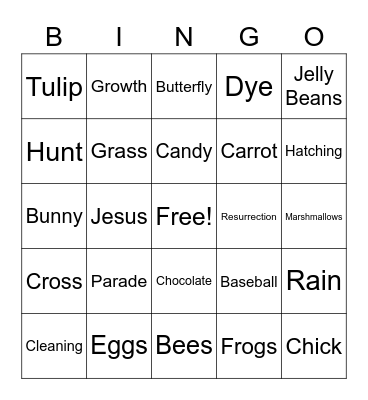 Easter Bingo Card