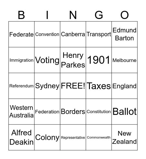 Federation Bingo Card