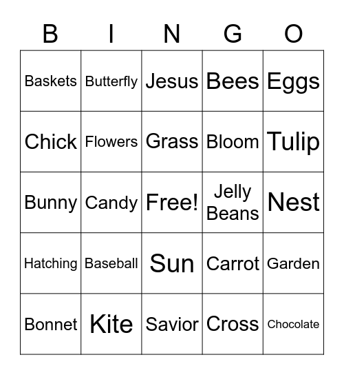 Easter Bingo Card