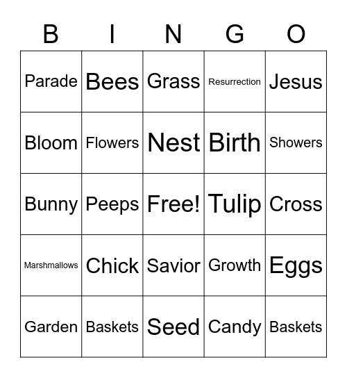 Easter Bingo Card