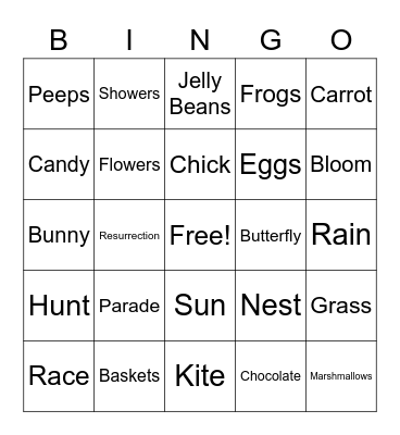 Easter Bingo Card