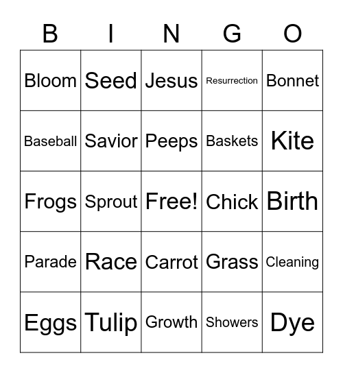 Easter Bingo Card