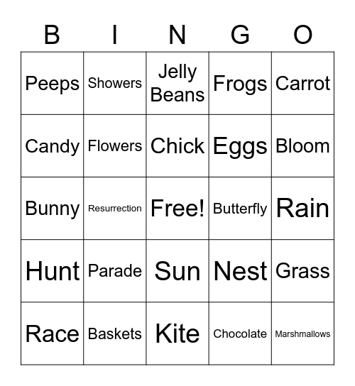 Easter Bingo Card